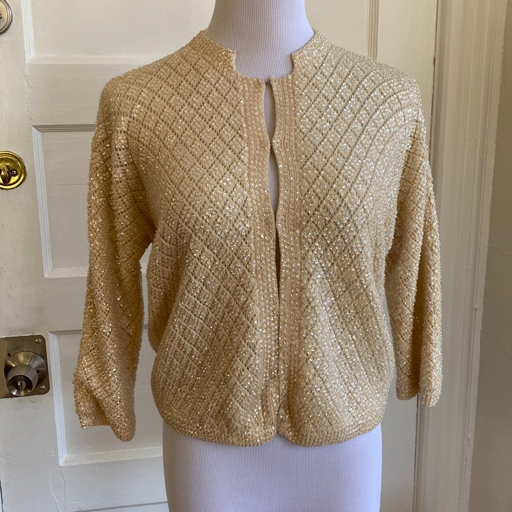 Beautiful true vintage sequined wool cardigan